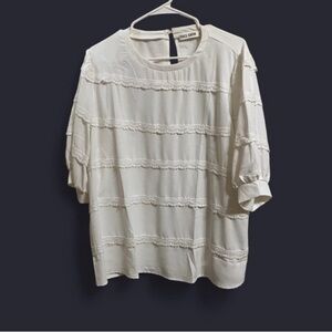Grace Karin White Ruffle Blouse XXL